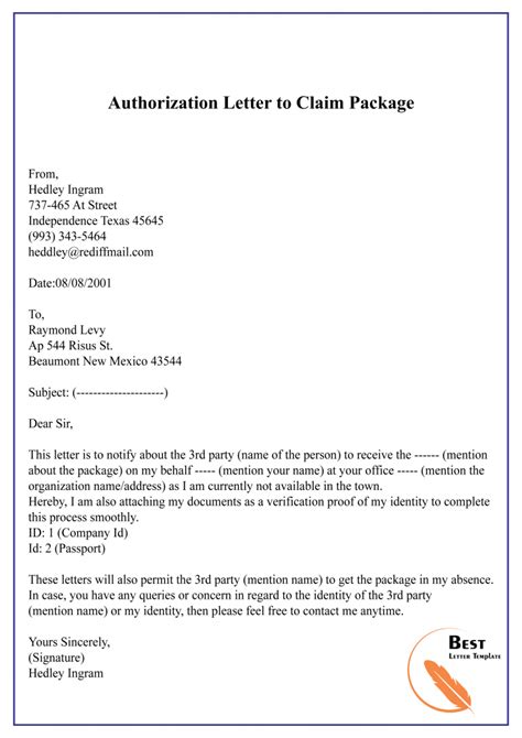 authorization letter bisaya sample to claim|Authorization Letter Sample To Claim Package.